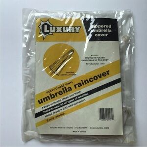 Outdoor Patio Umbrella Rain Cover NEW Waterproof Zips Luxe Vinyl 15”x75” Vintage